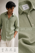 Men's Premium Sage Green 100% Linen Shirt | 125 LEA European Linen | Full Sleeves