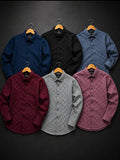 Men’s Textured Diamond Pattern Full-Sleeve Casual Shirt | SITASONI™ trend