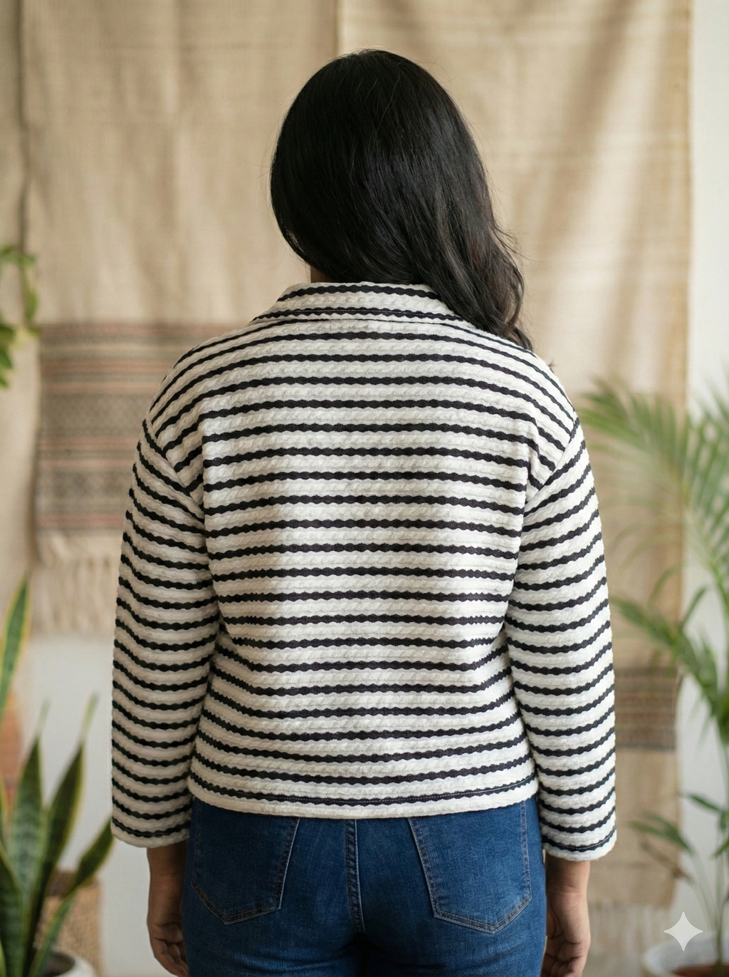 Premium Wavy Textured Cotton-Blend Shirt for Women