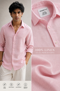 Men's Premium Light Pink 100% Linen Shirt | 125 LEA Linen | Luxury Summer Shirt
