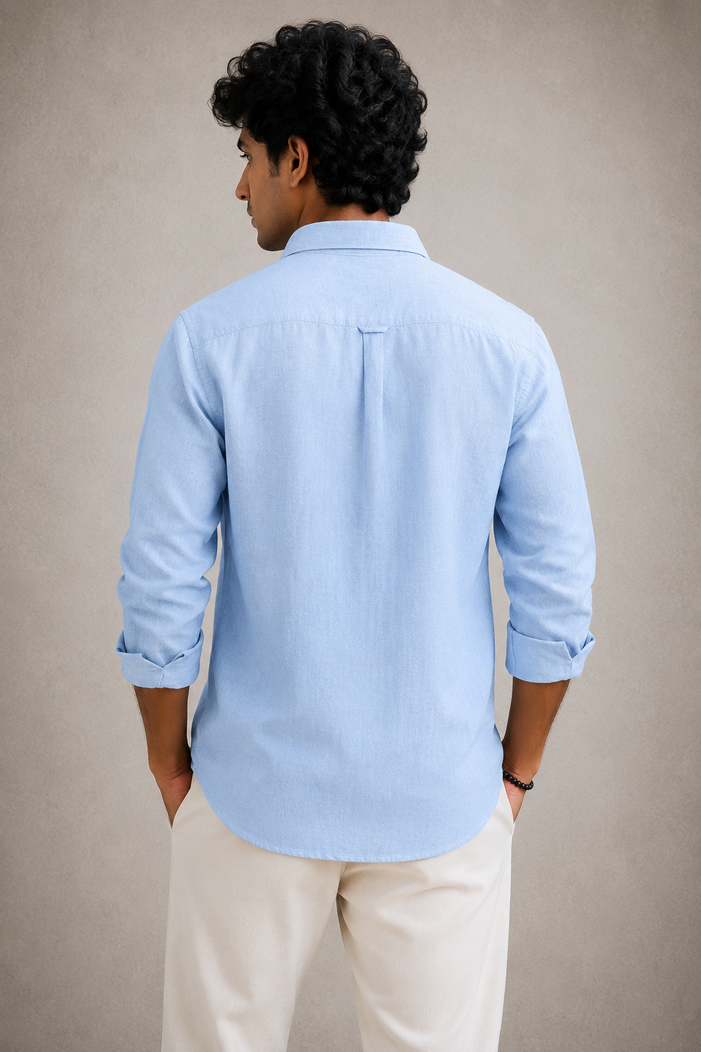 Men's Premium Sky Blue 100% Linen Shirt | 125 LEA Linen | Lightweight Summer Wear