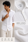 Men's Premium White 100% Linen Shirt | 125 LEA Pure Linen | Classic Full Sleeve