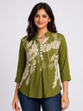 Floral Printed Women Kurti Top V-Neck with Button Detail