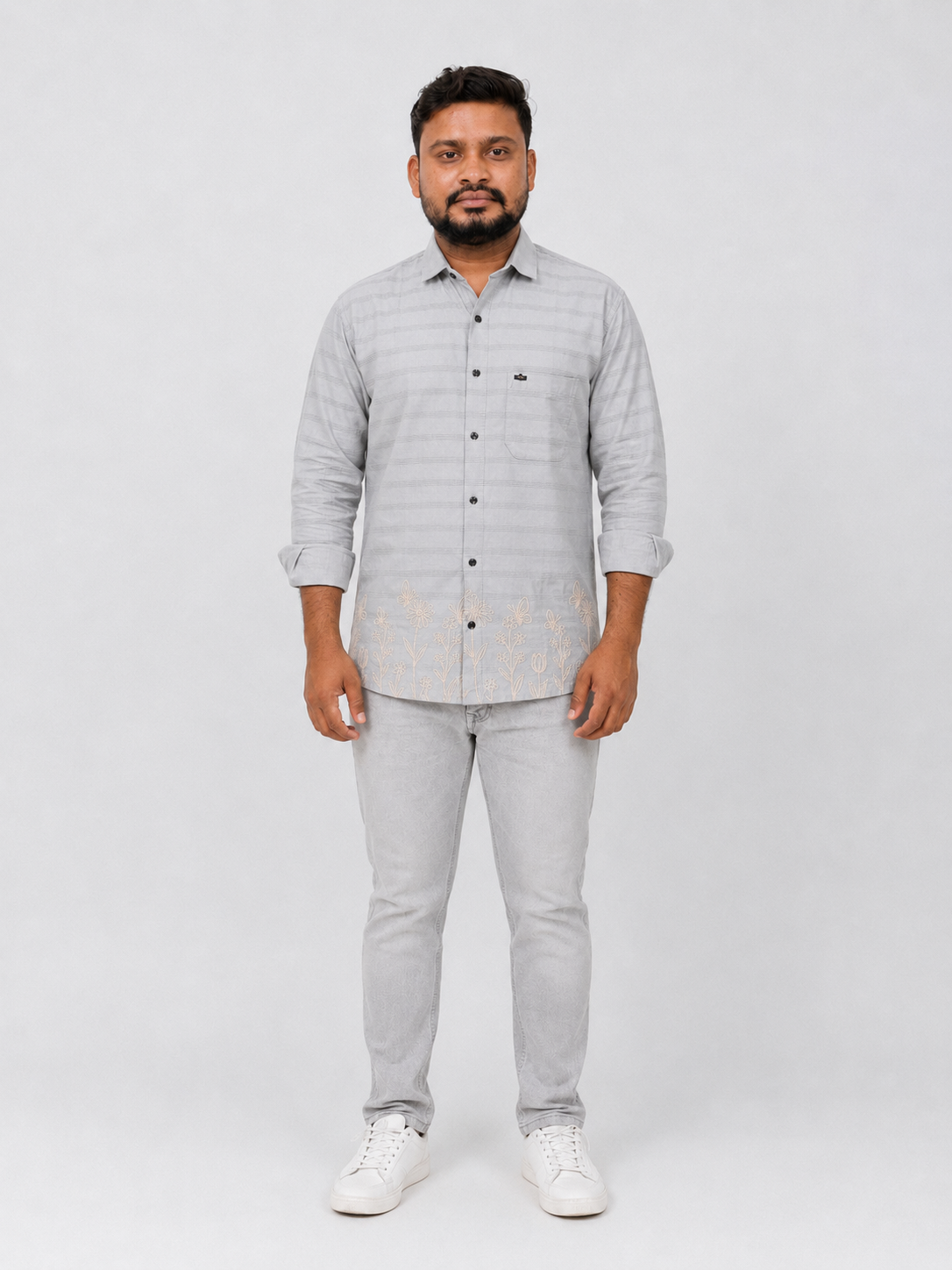 Premium Cotton Embroidered Shirt (Sky Blue, Black, White, Light Grey, Dusty Pink) Sale by SITASONI™ trend 📍Nawagarh (BEMETARA)