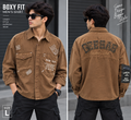 Men’s Brown Vintage Utility Boxy Fit Shirt – Full Sleeve