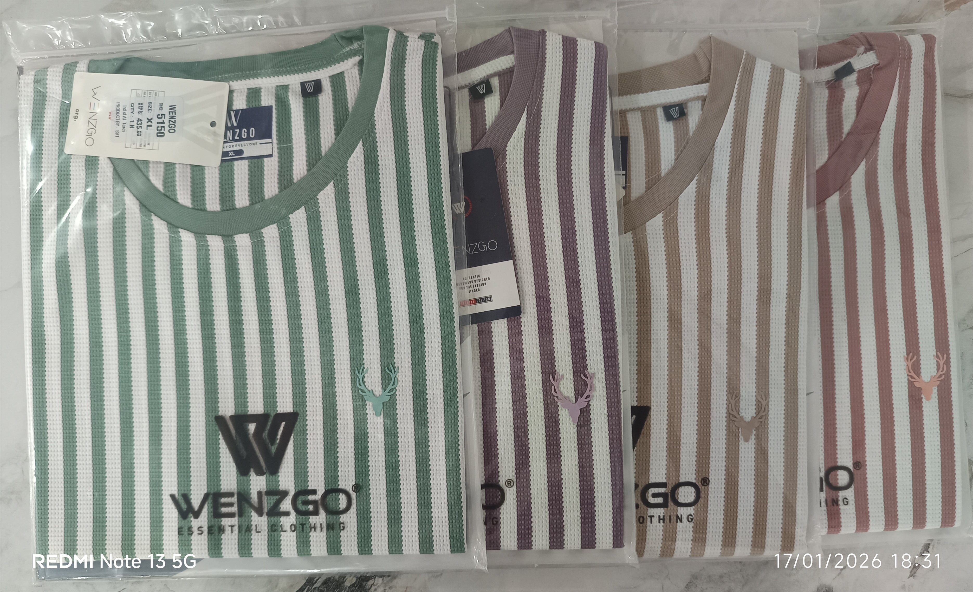 Men’s Vertical Stripe Crew Neck T-Shirt | Premium Casual Wear (Green, Lavender, Beige, Pink)