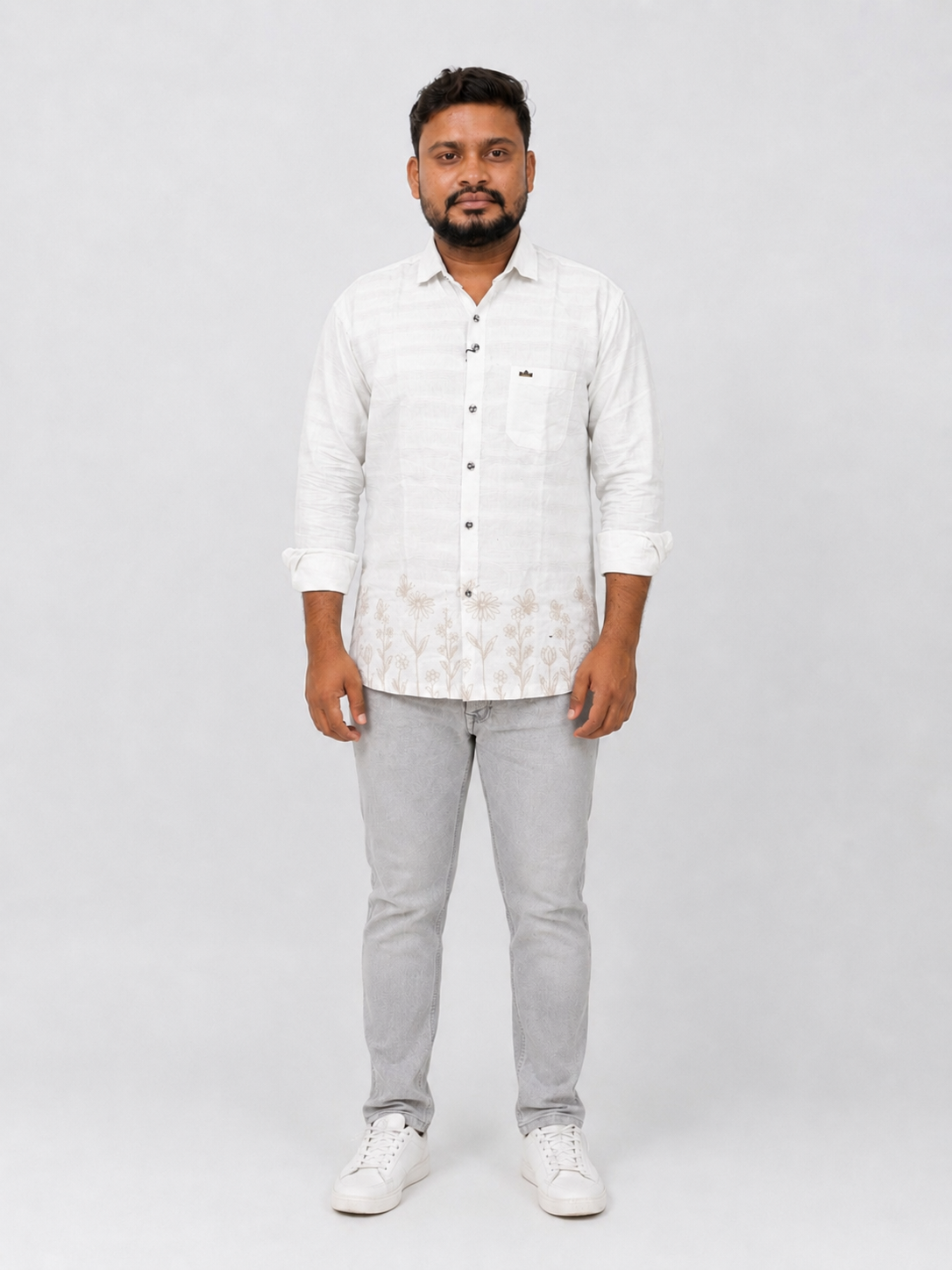 Premium Cotton Embroidered Shirt (Sky Blue, Black, White, Light Grey, Dusty Pink) Sale by SITASONI™ trend 📍Nawagarh (BEMETARA)