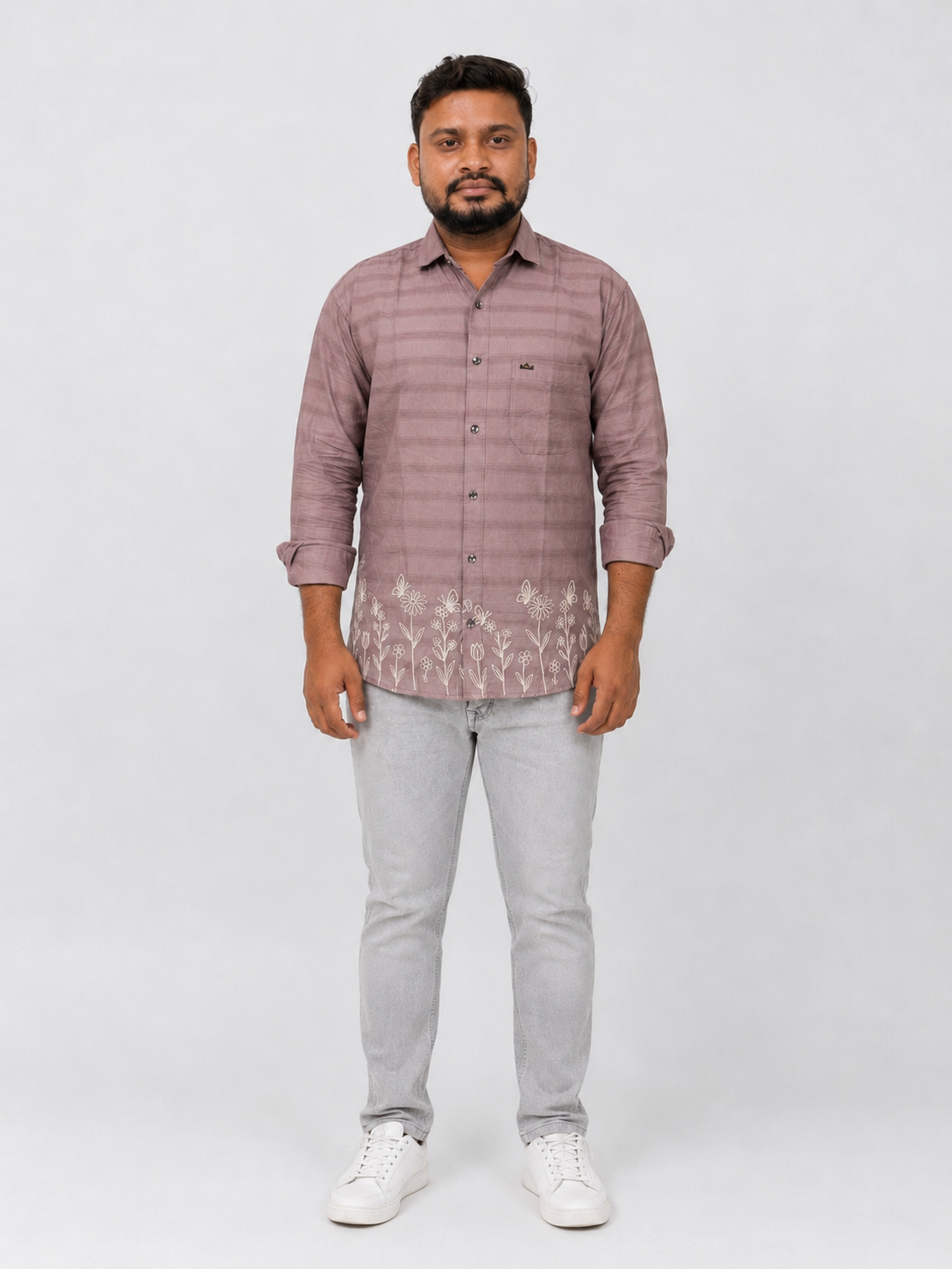 Premium Cotton Embroidered Shirt (Sky Blue, Black, White, Light Grey, Dusty Pink) Sale by SITASONI™ trend 📍Nawagarh (BEMETARA)